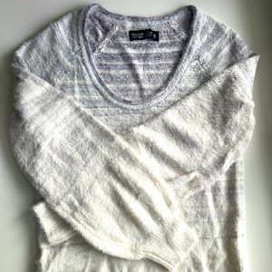 Abercrombie and Fitch, neutral, soft sweater, bubble sleeves, chenille, XS